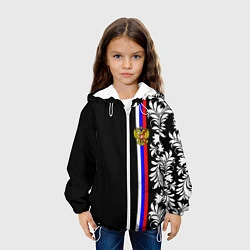 Куртка с капюшоном детская Россия: цветочная коллекция, цвет: 3D-белый — фото 2