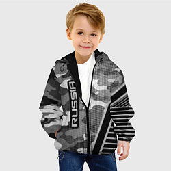 Куртка с капюшоном детская Russia: Grey Camo, цвет: 3D-черный — фото 2