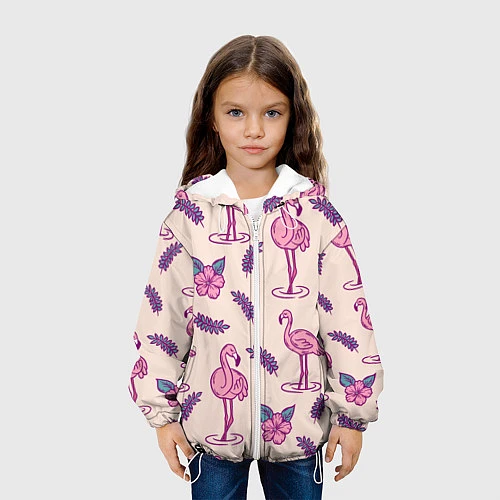 Детская куртка Фламинго: розовый мотив / 3D-Белый – фото 3