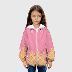Куртка с капюшоном детская Розовое мороженное, цвет: 3D-белый — фото 2