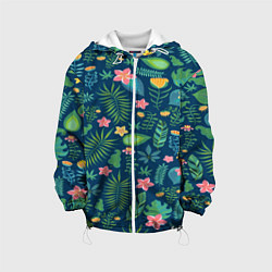 Куртка с капюшоном детская Тропический лес, цвет: 3D-белый