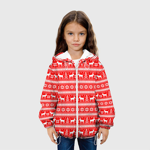 Детская куртка Новогодние олени / 3D-Белый – фото 3
