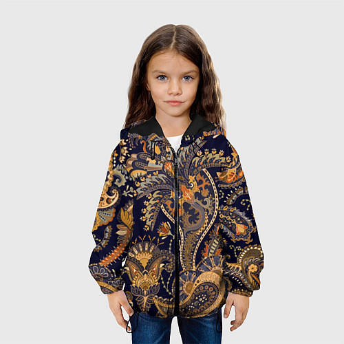 Детская куртка Орнамент пейсли - золотой / 3D-Черный – фото 3