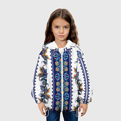 Куртка с капюшоном детская Цветочный орнамент, цвет: 3D-белый — фото 2
