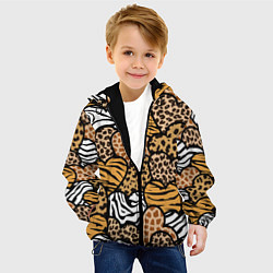 Куртка с капюшоном детская Сердца из шкур африканских животных, цвет: 3D-черный — фото 2