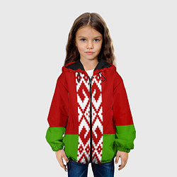Куртка с капюшоном детская Беларусь флаг, цвет: 3D-черный — фото 2