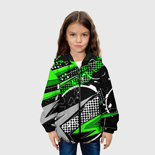 Детская куртка Black and green corners / 3D-Черный – фото 3