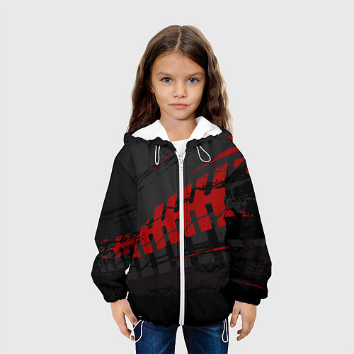 Детская куртка Красный след на черном / 3D-Белый – фото 3