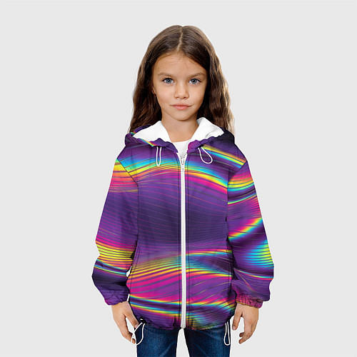 Детская куртка Разноцветные волнообразные / 3D-Белый – фото 3