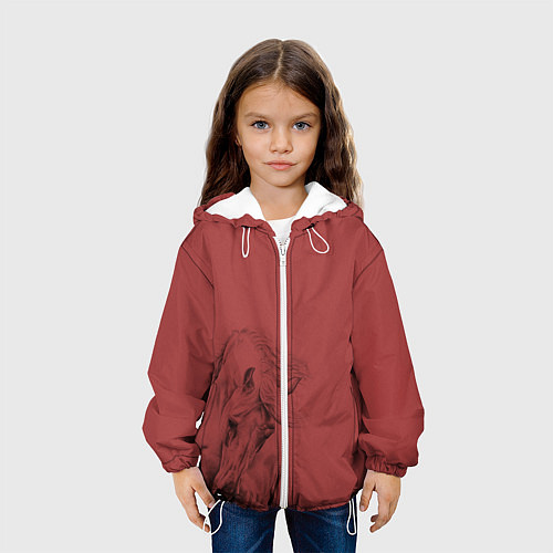 Детская куртка Конь на красном фоне / 3D-Белый – фото 3