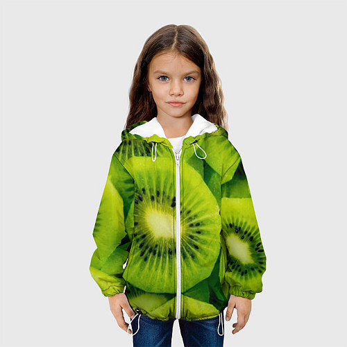 Детская куртка Зеленый киви / 3D-Белый – фото 3
