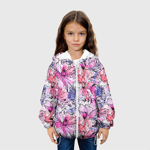 Детская куртка Акварельные цветы / 3D-Белый – фото 3