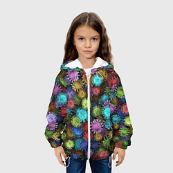 Куртка с капюшоном детская Разноцветные вирусы, цвет: 3D-белый — фото 2