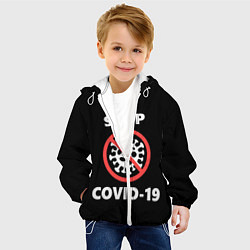 Куртка с капюшоном детская STOP COVID-19, цвет: 3D-белый — фото 2