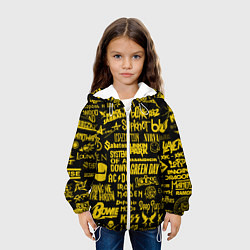 Куртка с капюшоном детская Логотипы рок групп GOLD, цвет: 3D-белый — фото 2