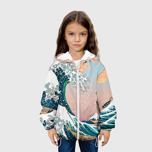 Детская куртка Большая волна в канагаве / 3D-Белый – фото 3