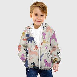 Куртка с капюшоном детская Домашние животные паттерн, цвет: 3D-белый — фото 2