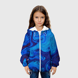 Куртка с капюшоном детская Абстракция синяя с голубым, цвет: 3D-белый — фото 2