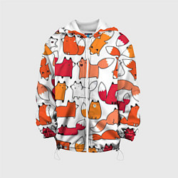 Куртка с капюшоном детская Милые лисы, цвет: 3D-белый