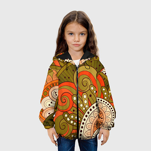 Детская куртка Детский оранжево-болотный / 3D-Черный – фото 3