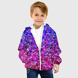 Куртка с капюшоном детская Треугольники мозаика пиксели, цвет: 3D-белый — фото 2