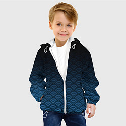 Куртка с капюшоном детская Узор круги темный синий, цвет: 3D-белый — фото 2