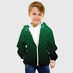 Куртка с капюшоном детская Узор зеленая чешуя дракон, цвет: 3D-белый — фото 2