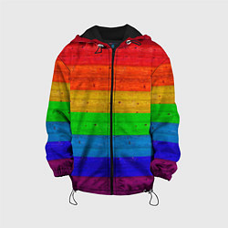 Куртка с капюшоном детская Разноцветные доски радужный, цвет: 3D-черный