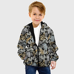 Куртка с капюшоном детская Серебряные листочки, цвет: 3D-черный — фото 2