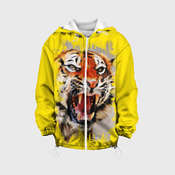 Куртка с капюшоном детская Оскал тигра, цвет: 3D-белый