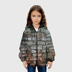 Куртка с капюшоном детская Кирпичная стена потеки краска, цвет: 3D-черный — фото 2