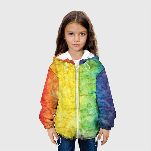 Детская куртка Разноцветный акварель градиент / 3D-Белый – фото 3