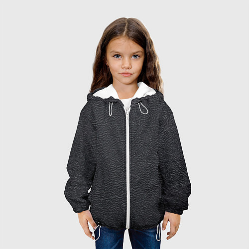 Детская куртка Текстура черная кожа рельеф / 3D-Белый – фото 3