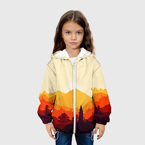 Детская куртка Горы закат пейзаж лиса арт / 3D-Белый – фото 3