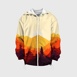 Куртка с капюшоном детская Горы закат пейзаж лиса арт, цвет: 3D-белый