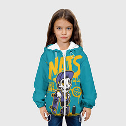 Куртка с капюшоном детская Граффити Wats череп в кепке, цвет: 3D-белый — фото 2