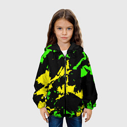 Куртка с капюшоном детская Желто-зеленый, цвет: 3D-черный — фото 2