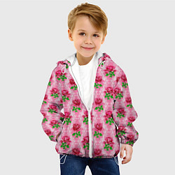 Куртка с капюшоном детская Декор из нежных роз, цвет: 3D-белый — фото 2