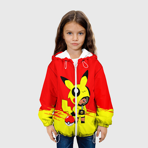 Детская куртка Brawl starsLeon pikachu / 3D-Белый – фото 3