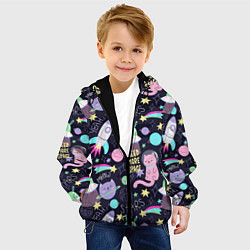 Куртка с капюшоном детская Коты-космонавты, цвет: 3D-черный — фото 2