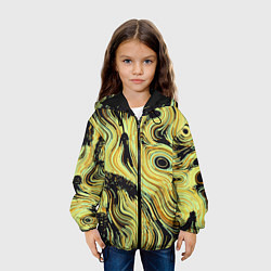 Куртка с капюшоном детская Желтые линии, цвет: 3D-черный — фото 2