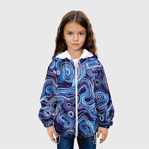 Детская куртка Синие линии / 3D-Белый – фото 3