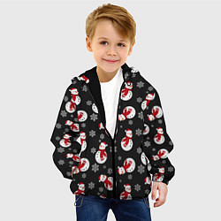 Куртка с капюшоном детская Снеговики ночью, цвет: 3D-черный — фото 2
