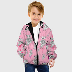Куртка с капюшоном детская Цветочная абстракция, цвет: 3D-черный — фото 2
