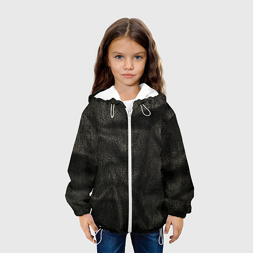 Детская куртка Черная кожа / 3D-Белый – фото 3