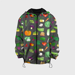 Куртка с капюшоном детская Овощи, цвет: 3D-черный