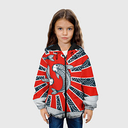 Куртка с капюшоном детская Карпы Кои, цвет: 3D-черный — фото 2