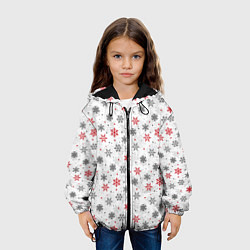 Куртка с капюшоном детская Снежинки, цвет: 3D-черный — фото 2