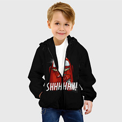 Куртка с капюшоном детская AMONG US SHHHHHH!, цвет: 3D-черный — фото 2