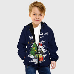 Куртка с капюшоном детская Рождественская Панда, цвет: 3D-черный — фото 2